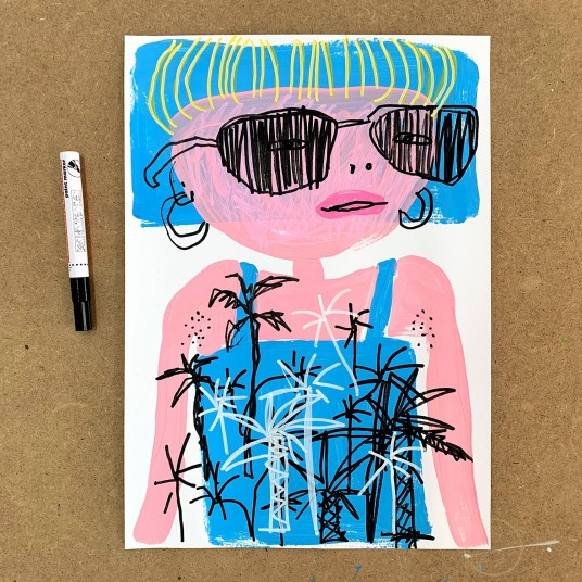 Kleid mit Palmen (Sketch)