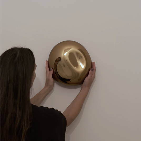 Contemporary Mirror Sculpture Old Gold