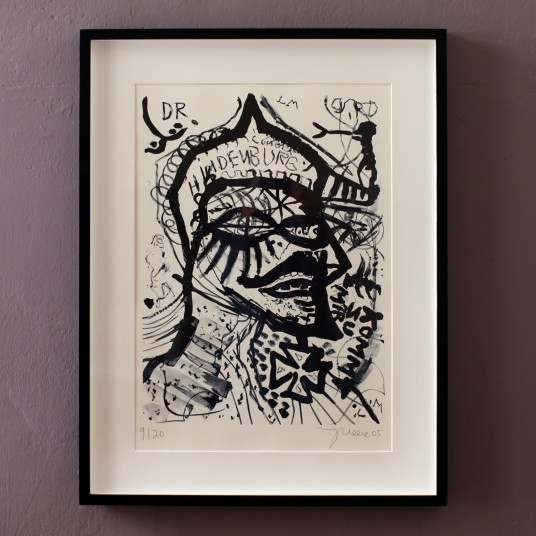 Der junge Hindenburg gerahmt, hinter Passepartout