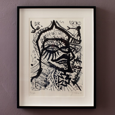 Der junge Hindenburg gerahmt, hinter Passepartout